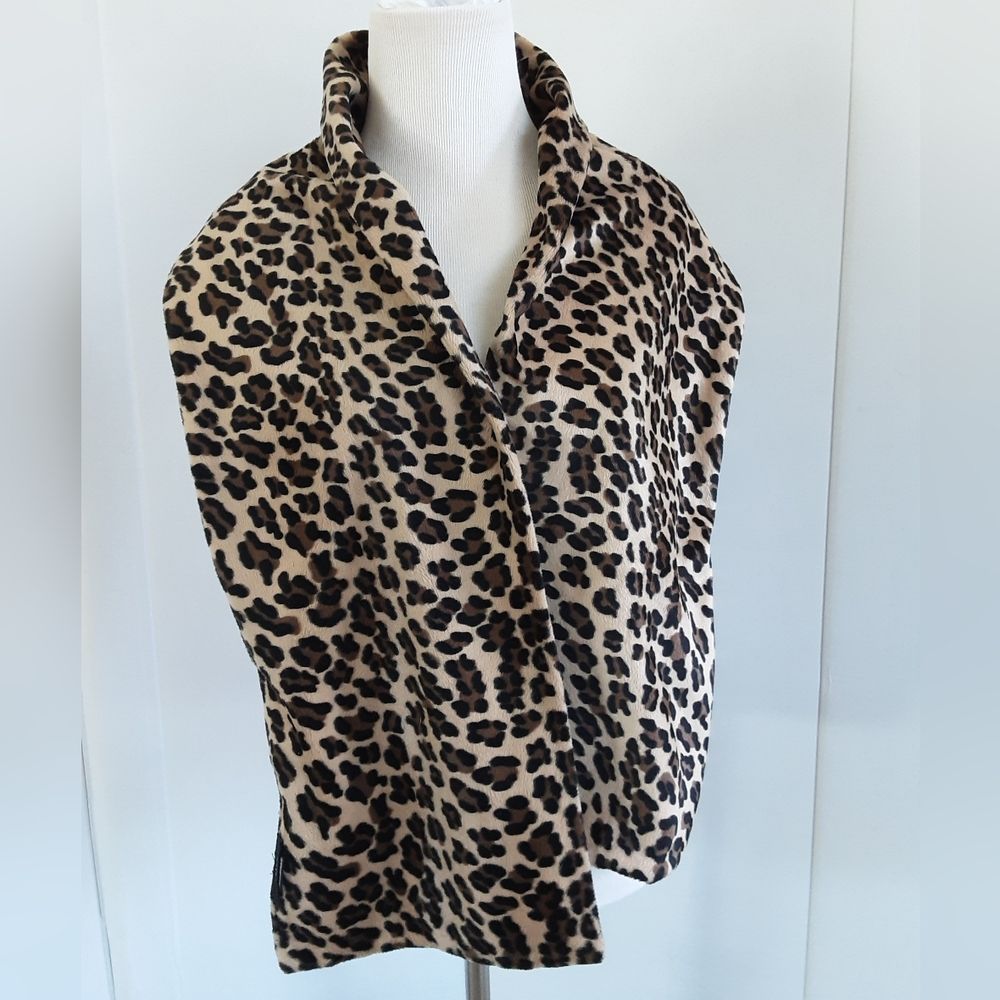 Kenneth Cole Faux Fur Stole Wrap Scarf In Leopard Print